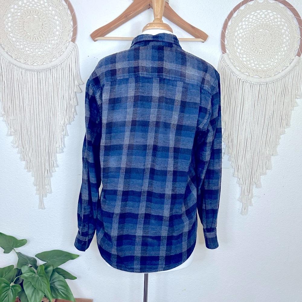 Weatherproof medium weight blue plaid flannel men’s shirt medium - Picture 4 of 7